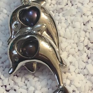 Double Dolphin Pearl cage pendant